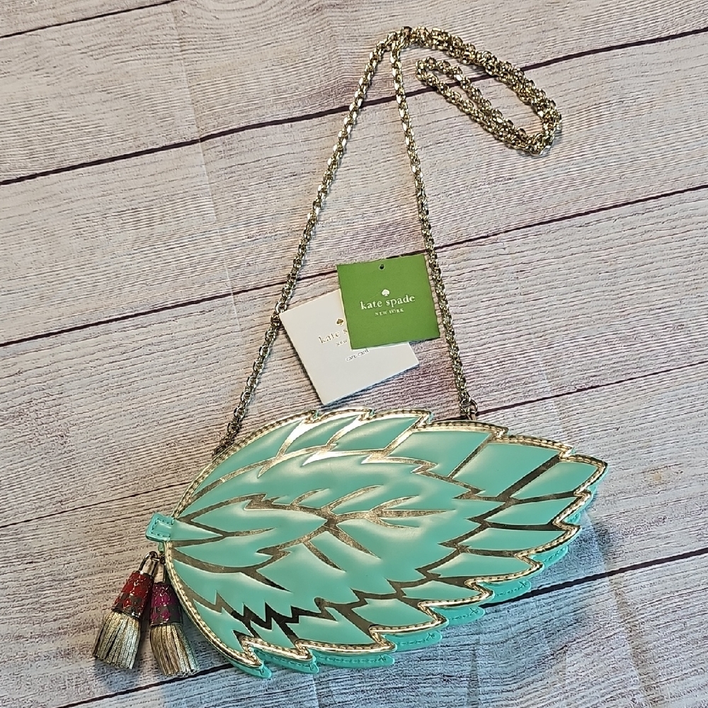 NWT Kate Spade Green Leaf Shape Crossbody Bag